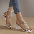 Frieda™ | Women's Flower Rhinestone Block Heel Sandals